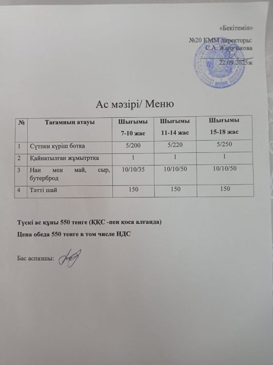 Ас мәзірі 22.09.2025ж.