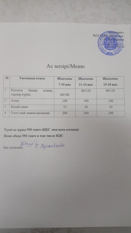 Ас мәзірі 02.10.2025ж.