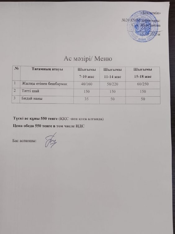 Ас мәзірі 15.10.2025ж.