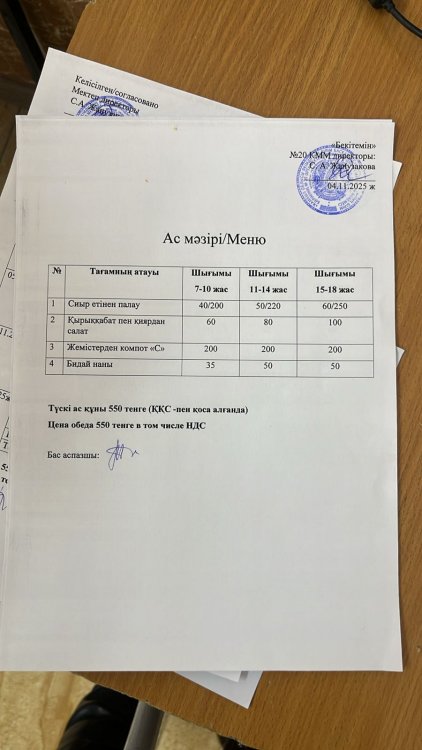 Ас мәзірі 04.11.2025ж.