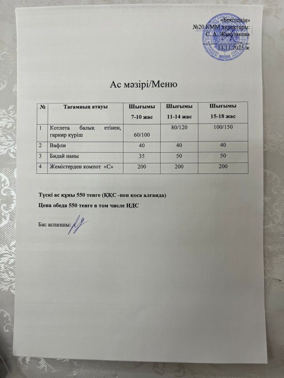 Ас мәзірі 13.11.2025ж.