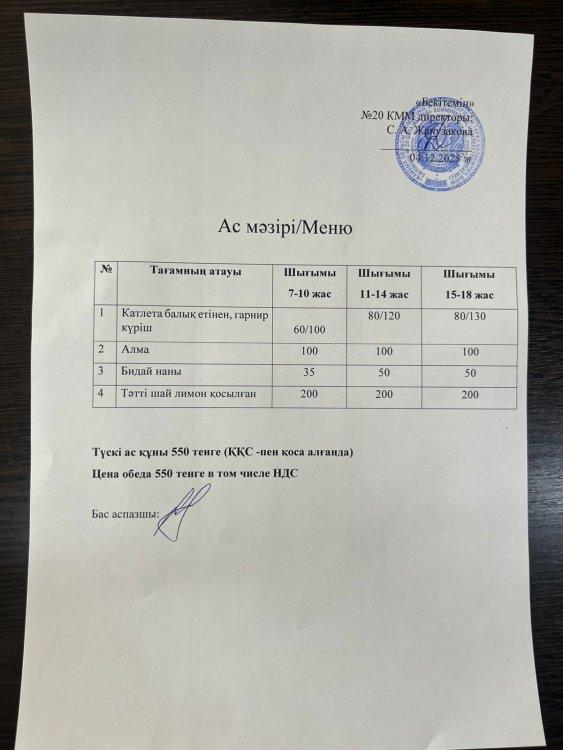 Ас мәзірі 04.12.2025ж.