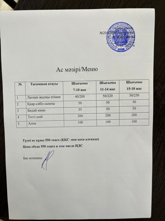 Ас мәзірі 10.12.2025ж.