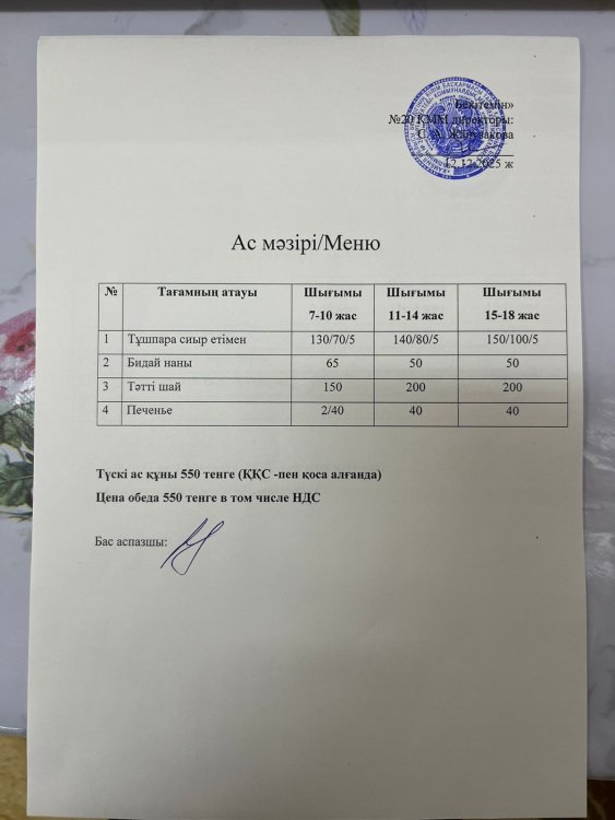 Ас мәзірі 12.12.2025ж.