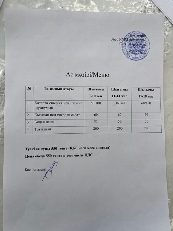 Ас мәзірі 06.02.2026ж.