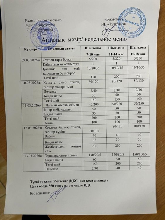 Ас мәзірі 10.03.2026ж.
