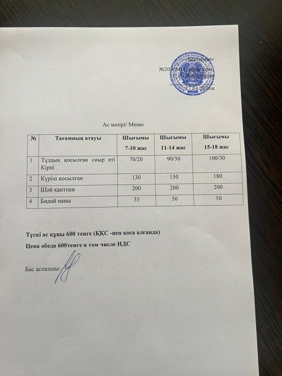 Ас мәзірі 27.04.2026ж.