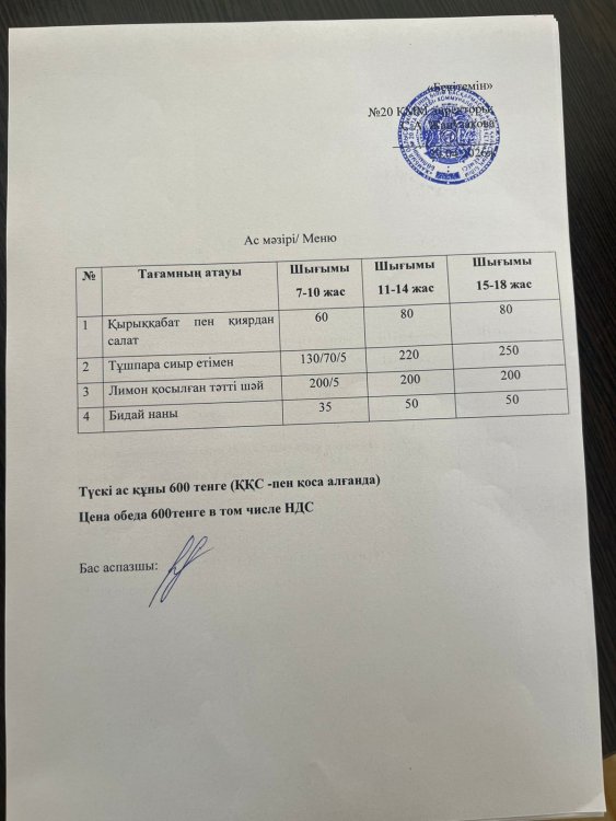Ас мәзірі 29.04.2026ж.