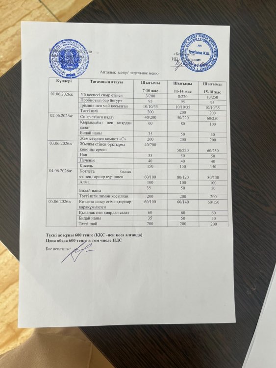 Ас мәзірі 01.06.2026ж.